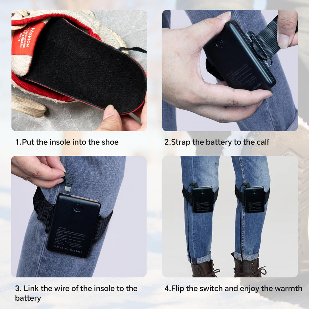 65 cm flexible cable allows freedom of movement inside boots
