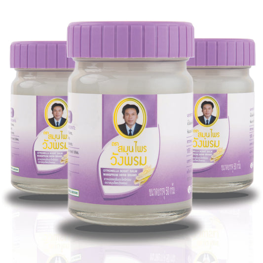 Wang Prom Herbal Balm 50g purple pack; natural ingredients for soothing relief