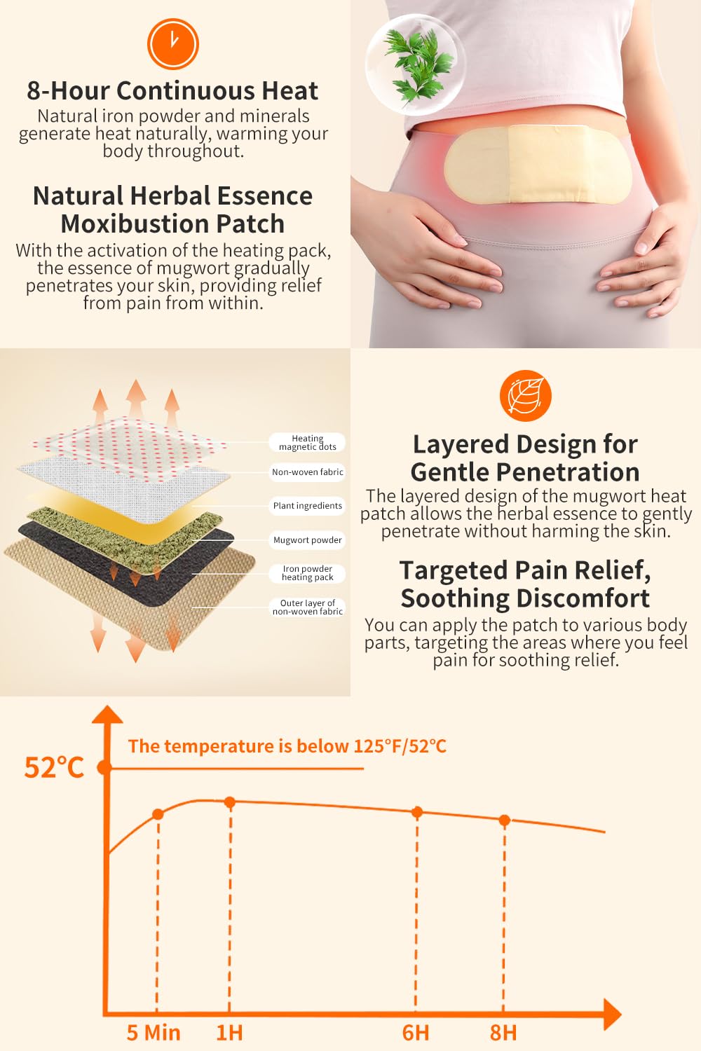 Wanhua Hall moxa heat patch on arm demonstrates portable comfort for muscle relief.