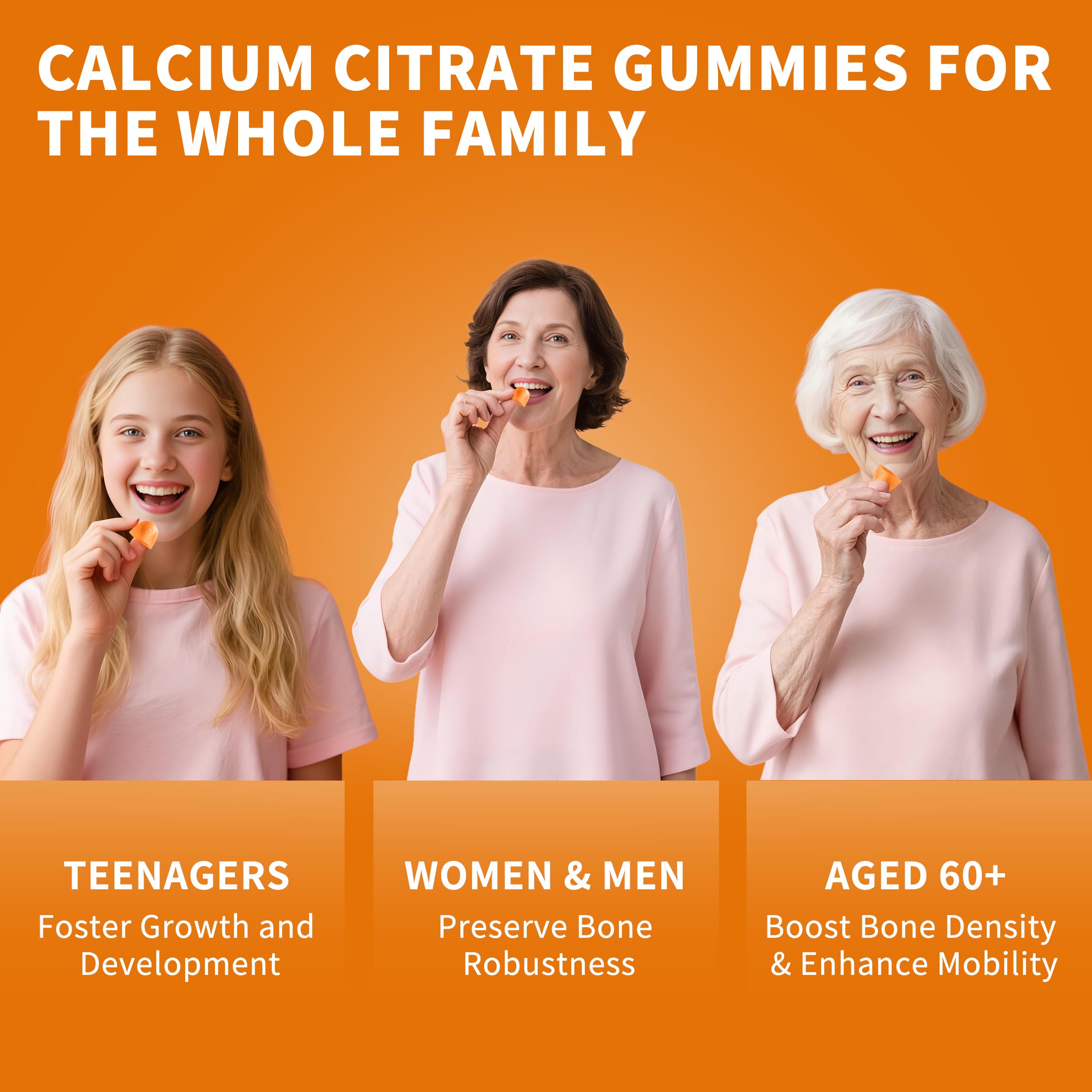 Wanish calcium citrate gummies pour reveals smooth texture and convenient daily dose.