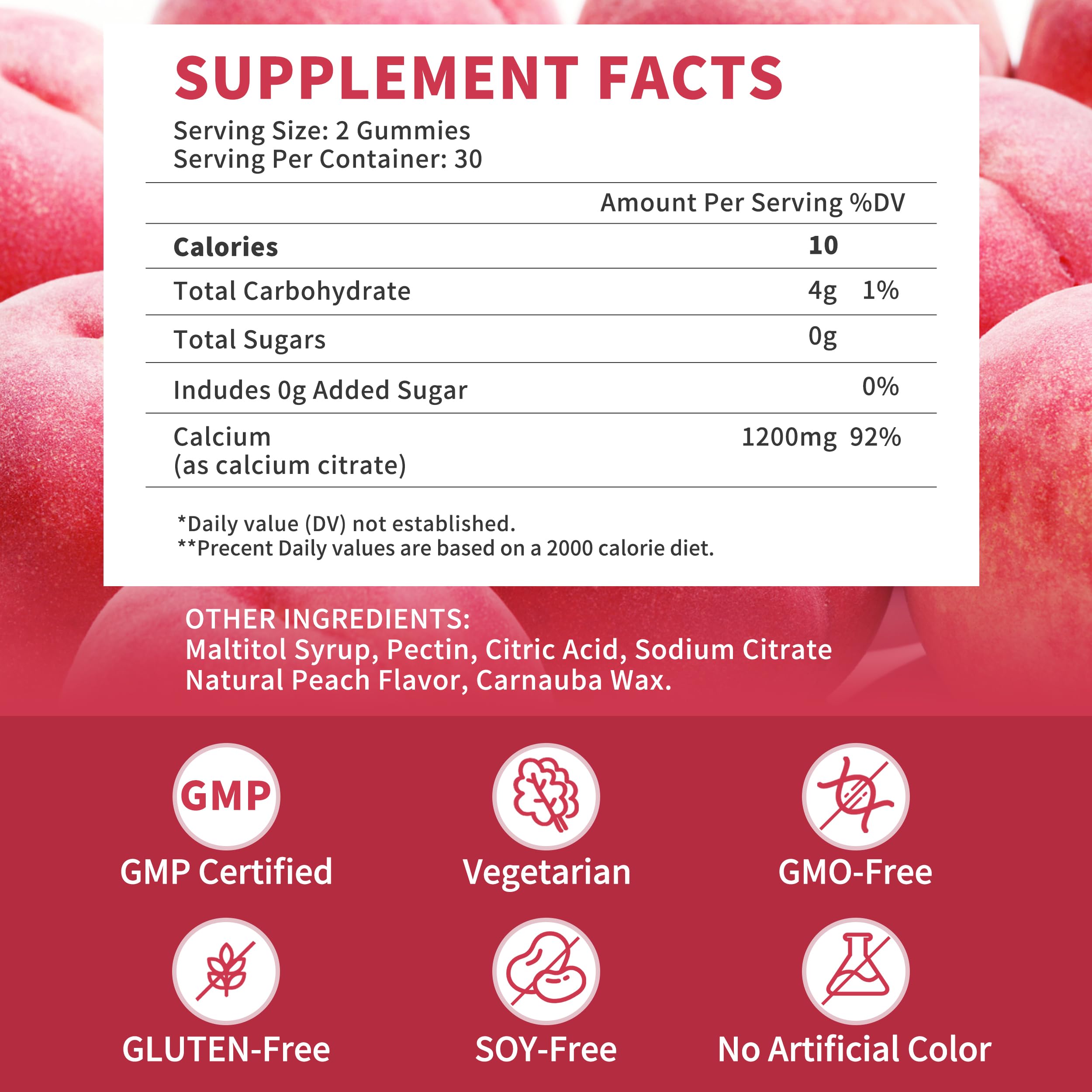 Calcium citrate gummy bears shape from Wanish with peach flavor
