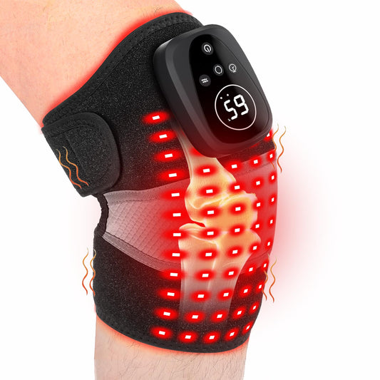 WAPAG knee device showing dual 660nm red and 850nm infrared LEDs for targeted therapy