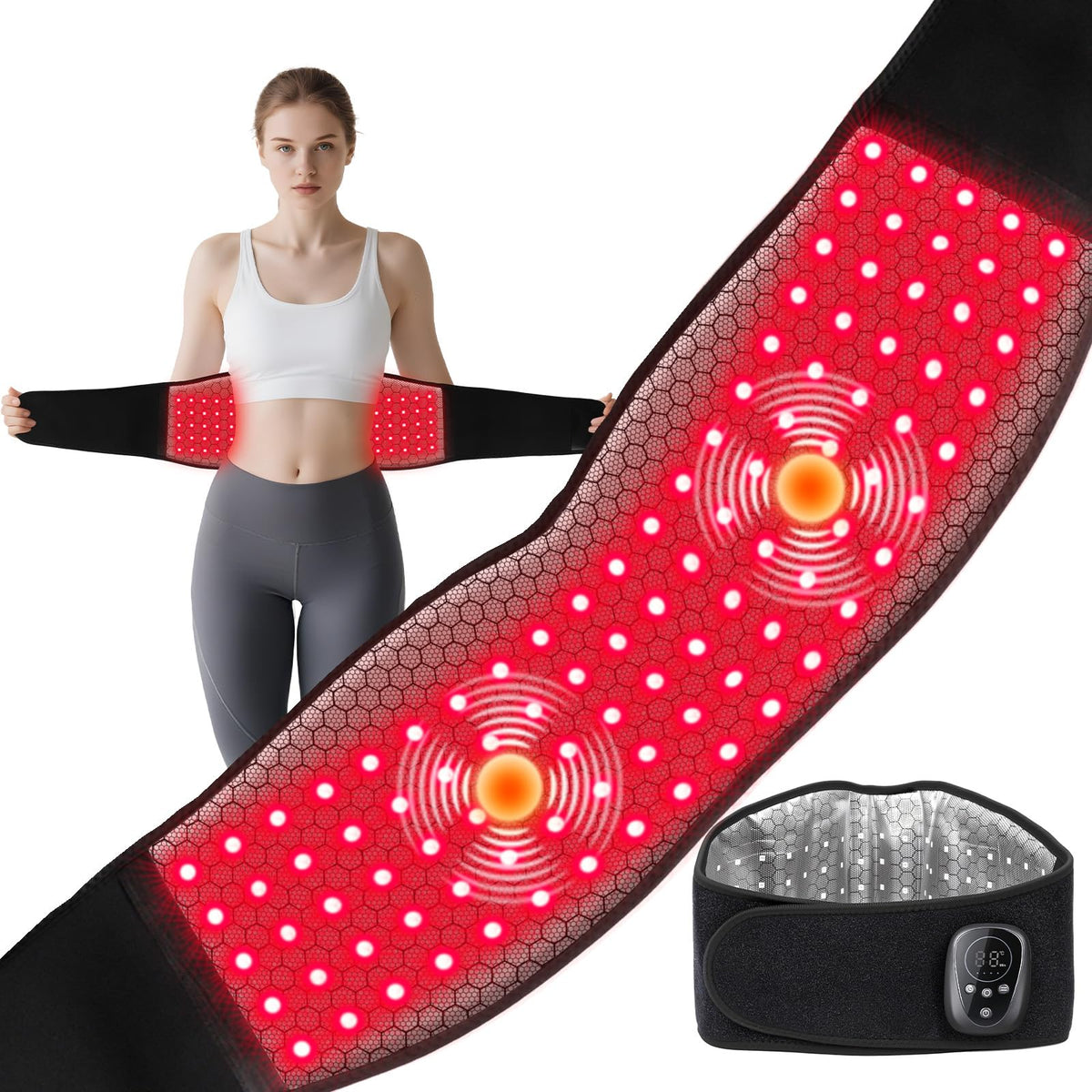 WAPAG red light therapy belt front view showing portable design and fit