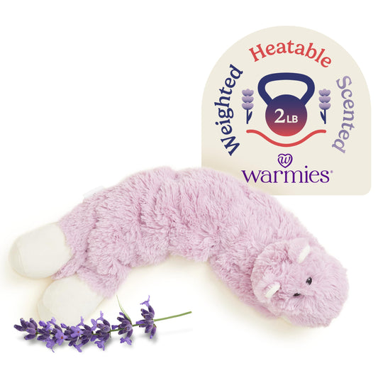 Warmies Hippo neck wrap in soft faux fur for cozy warmth and comfort.