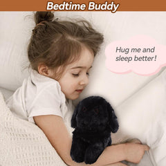 WarmPal Black Lab plush texture close-up shows ultra-soft fur