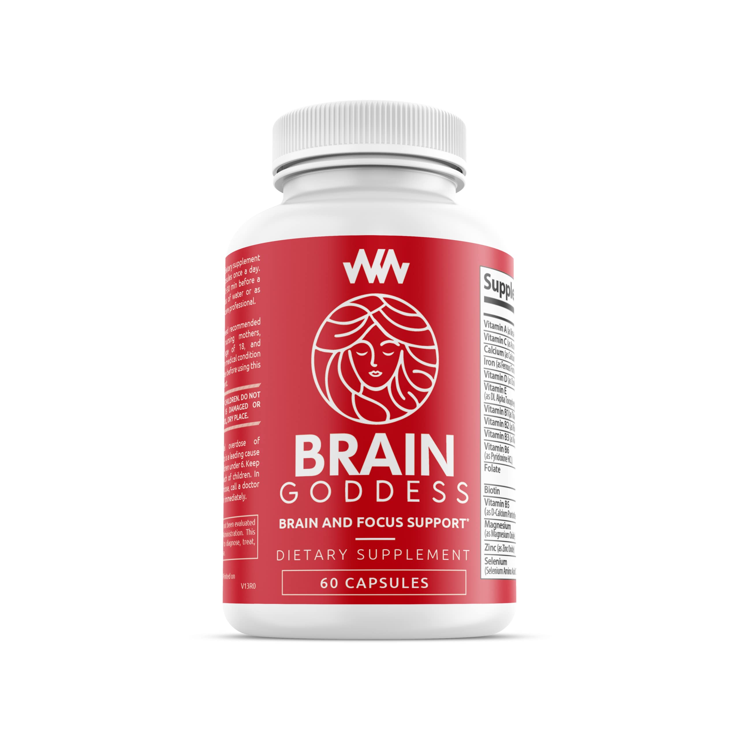 Warped Wellness Brain Goddess bottle beside a laptop supports work-focused attention.