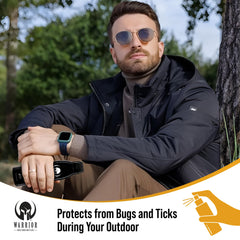 Warrior bug shield spray packs neatly in a backpack for adventures.