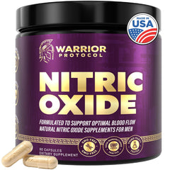 Warrior Protocol Nitric Oxide bottle highlighting energy and circulation