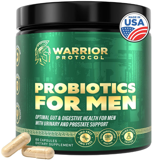 Warrior Protocol Probiotics bottle showing 9-strain blend for daily gut support