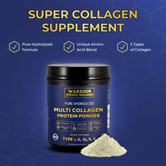 Warrior Strong Wellness collagen powder coffee-mix blending into morning beverage.