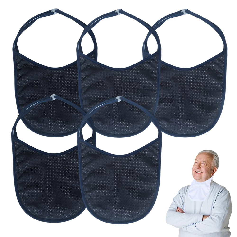 Washinbed tracheostomy cover navy five-pack large close-up of breathable mesh for comfortable wear.