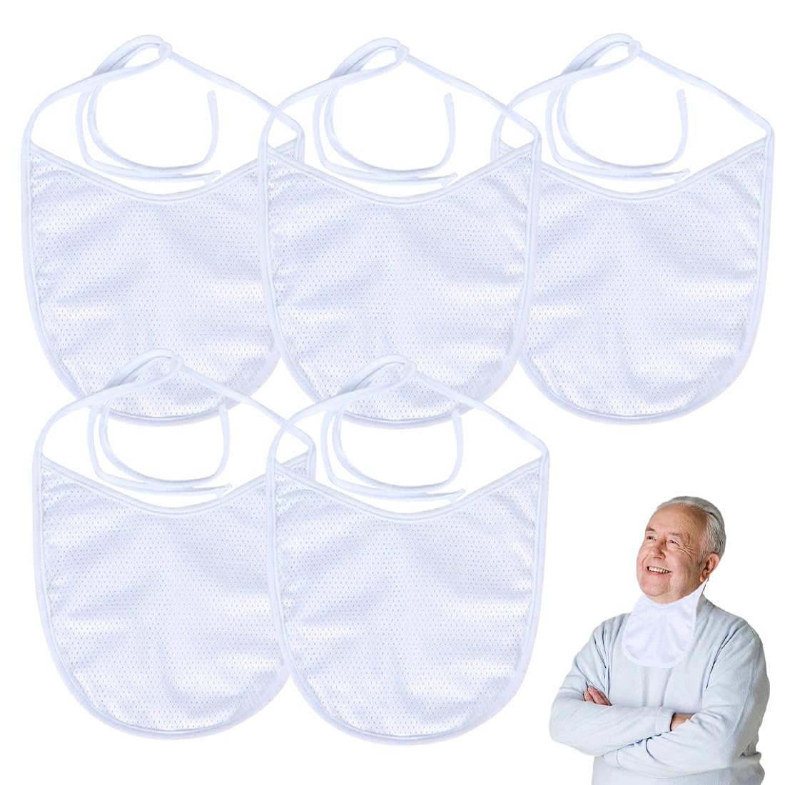 WASHINBED tracheostomy cover white 5-pack large protects skin from irritants in daily wear.