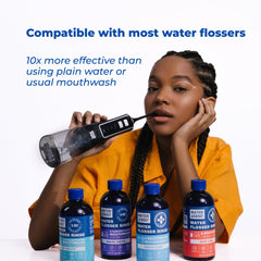 Water Dent two-in-one use as rinse or irrigator supplement for daily care.