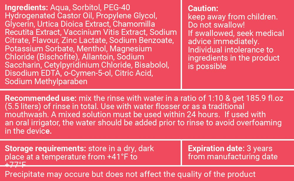 WATER DENT Apple Mint rinse label closeup highlighting natural flavor