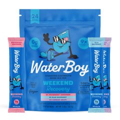 Waterboy Weekend Recovery variety-pack front view for post-workout hydration
