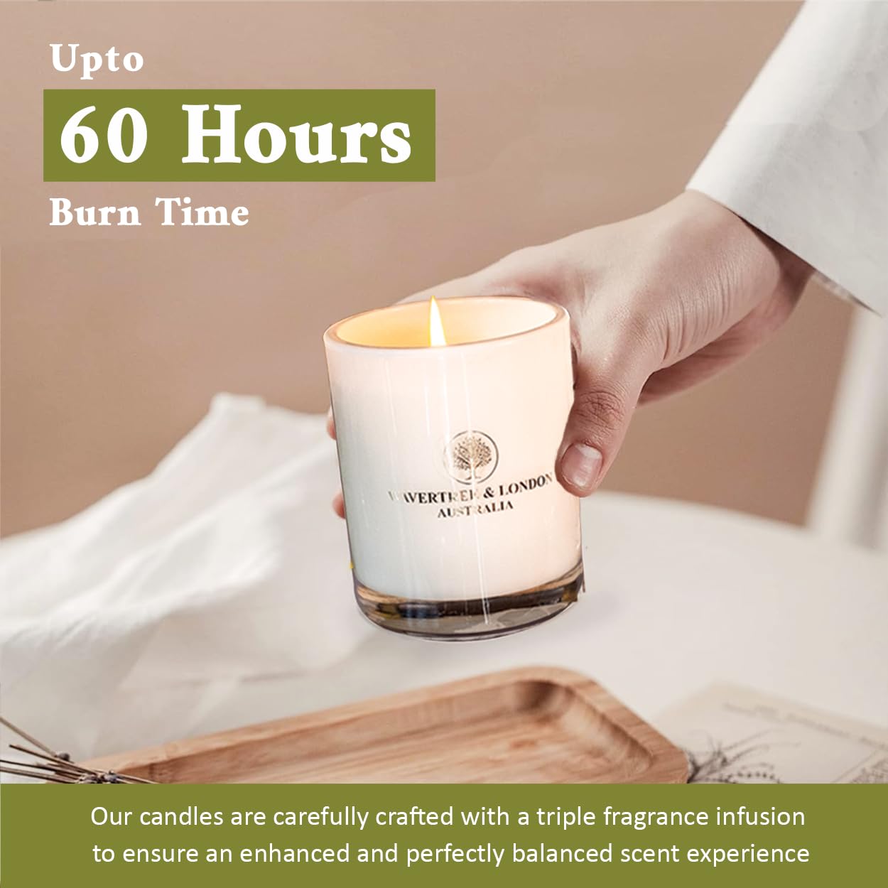 Wavertree & London 60-hour burn time candle on table setting