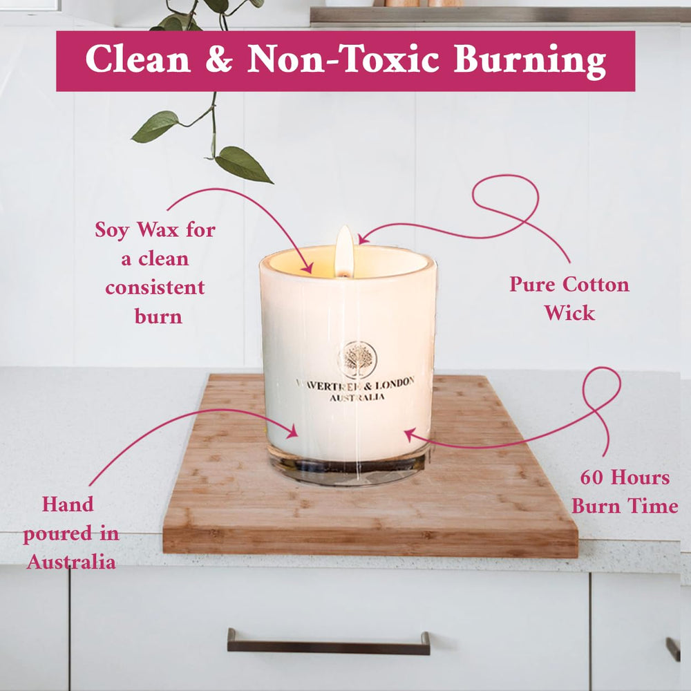 Triple fragrance layers of Wavertree & London Pink Peony Candle deliver lasting aroma.