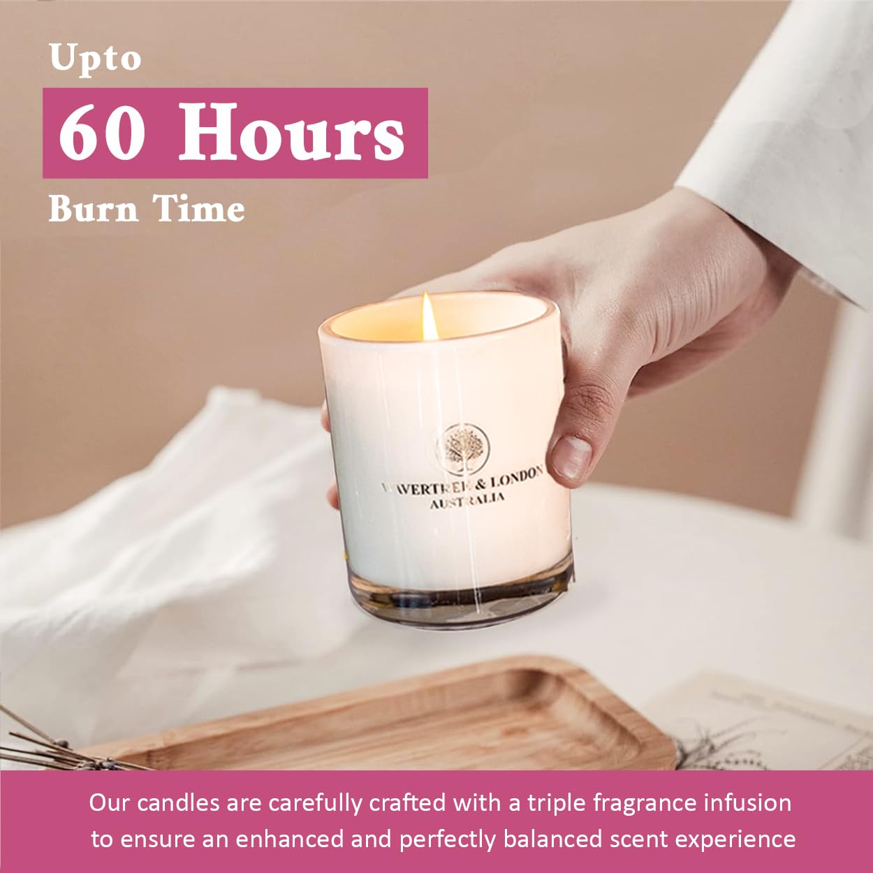 Wavertree London soy wax candle in a cozy living room ambience