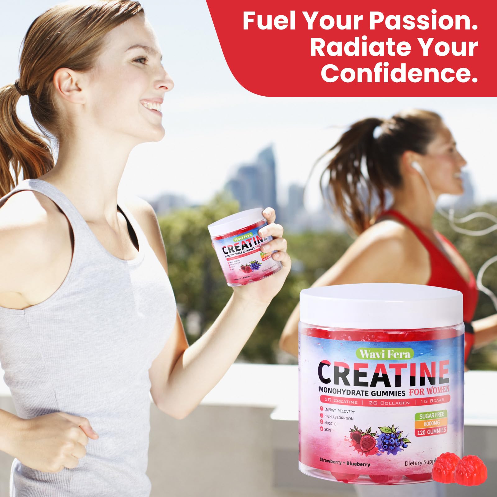 Portable packaging for easy on-the-go supplementation during travel.