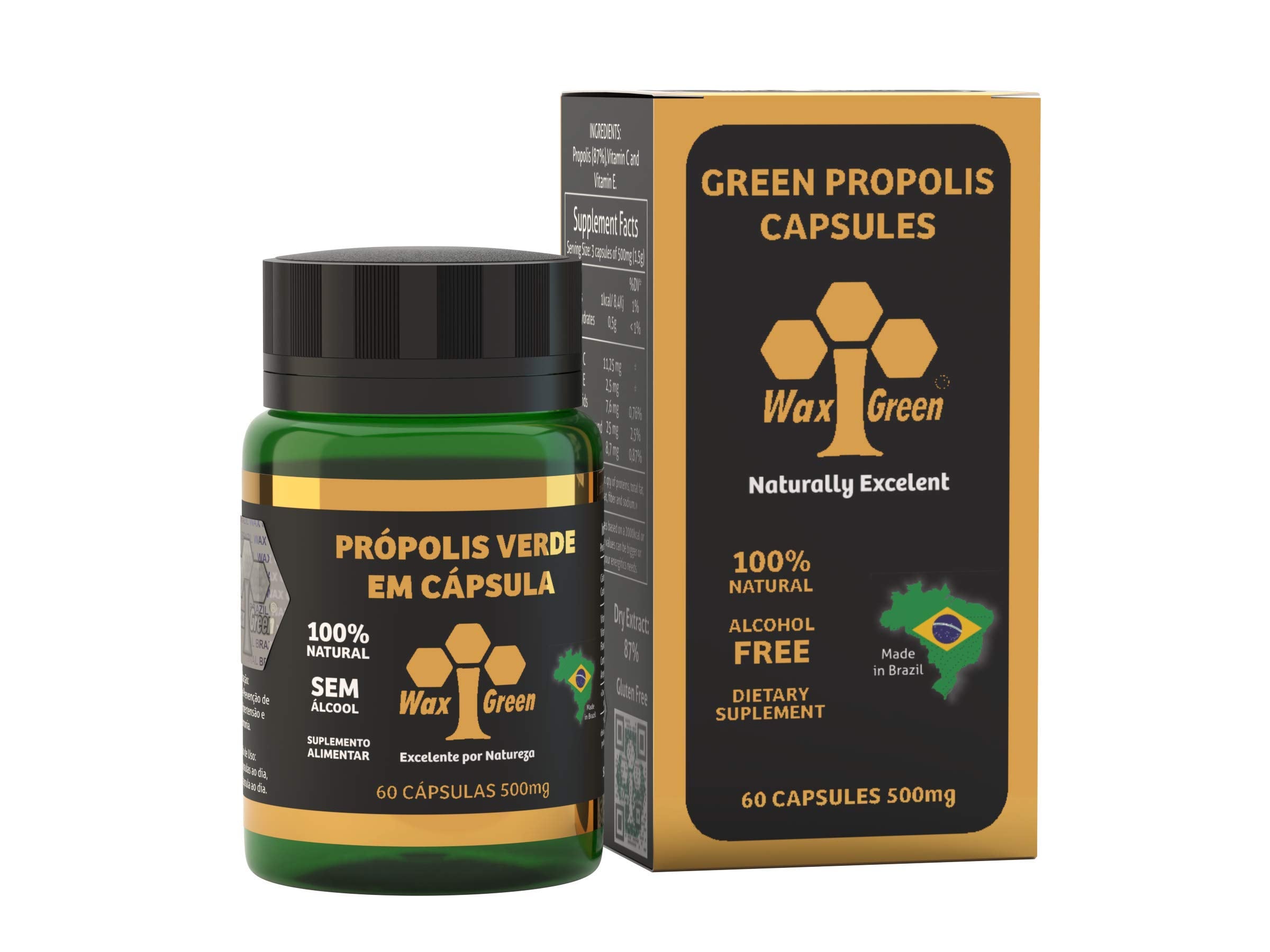 Wax Green Brazil Propolis softgel bottle for easy daily dosing.
