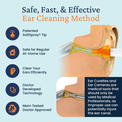 Wax softening drops bottle included for ear prep before flushing