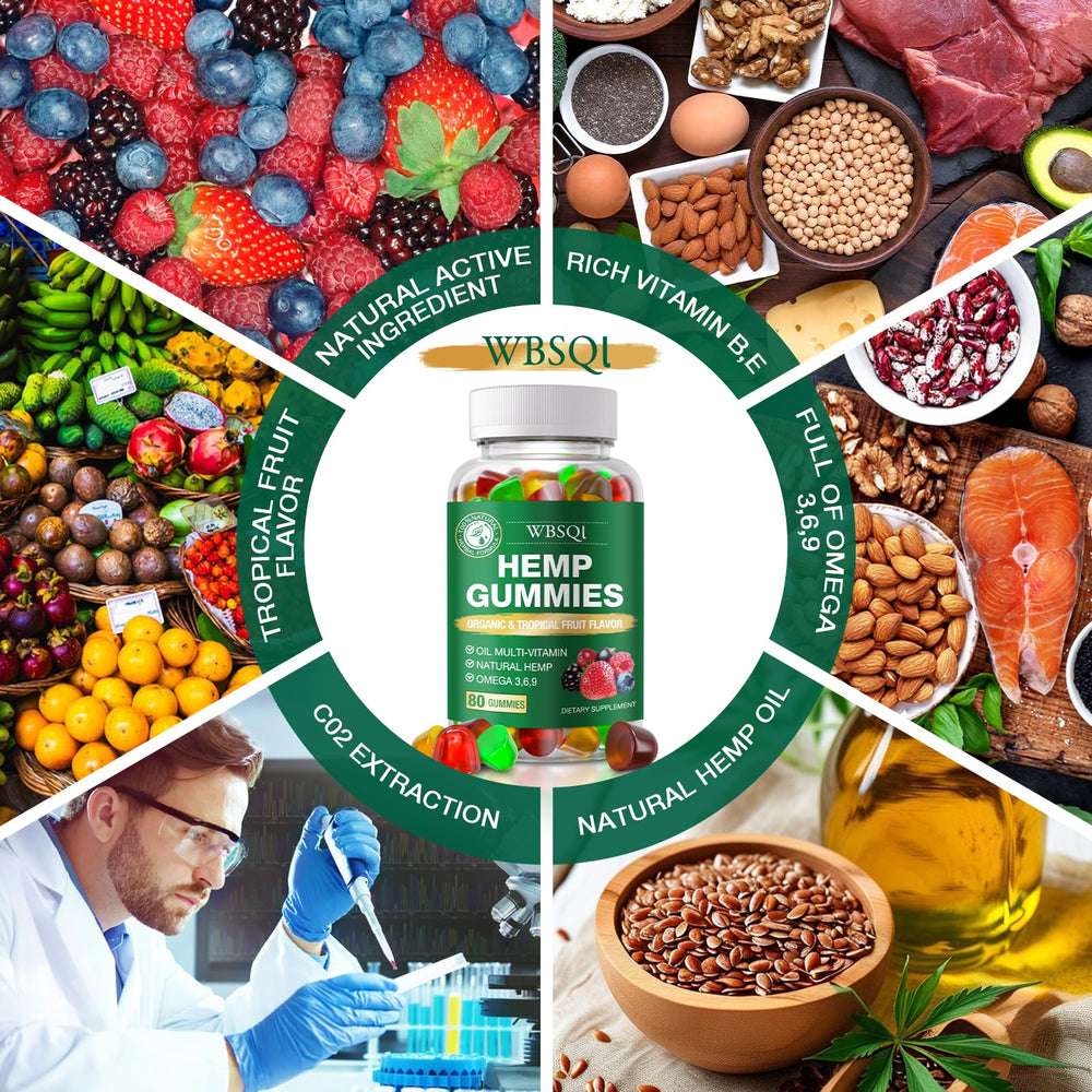 WBSQL hemp gummies fruit-flavor shot communicates natural taste and easy chewing