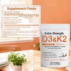 WDVNEX Vitamin D3 K2 Magnesium Softgels label closeup highlights triple magnesium support.