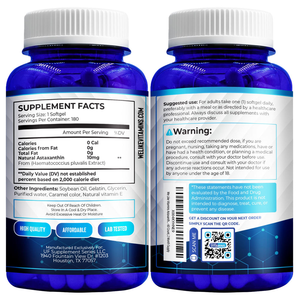 We Like Vitamins Astaxanthin in a wellness routine setting.