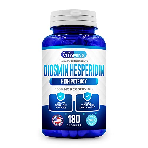 We Like Vitamins Diosmin Hesperidin capsules close-up for maximum-strength vein support.