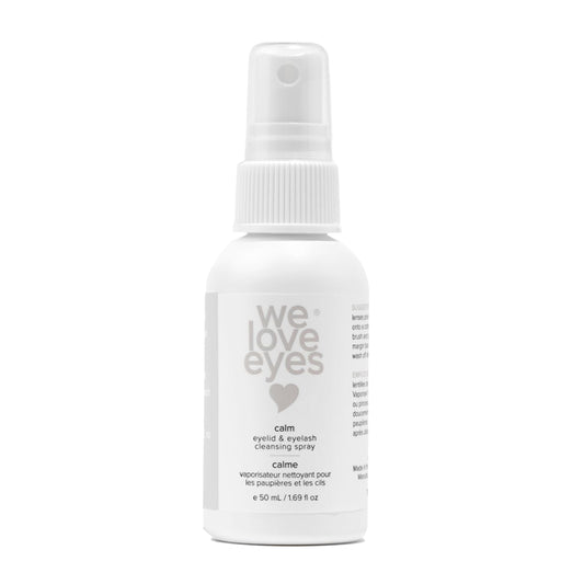 We Love Eyes chamomile eyelid cleansing spray bottle for gentle cleansing.