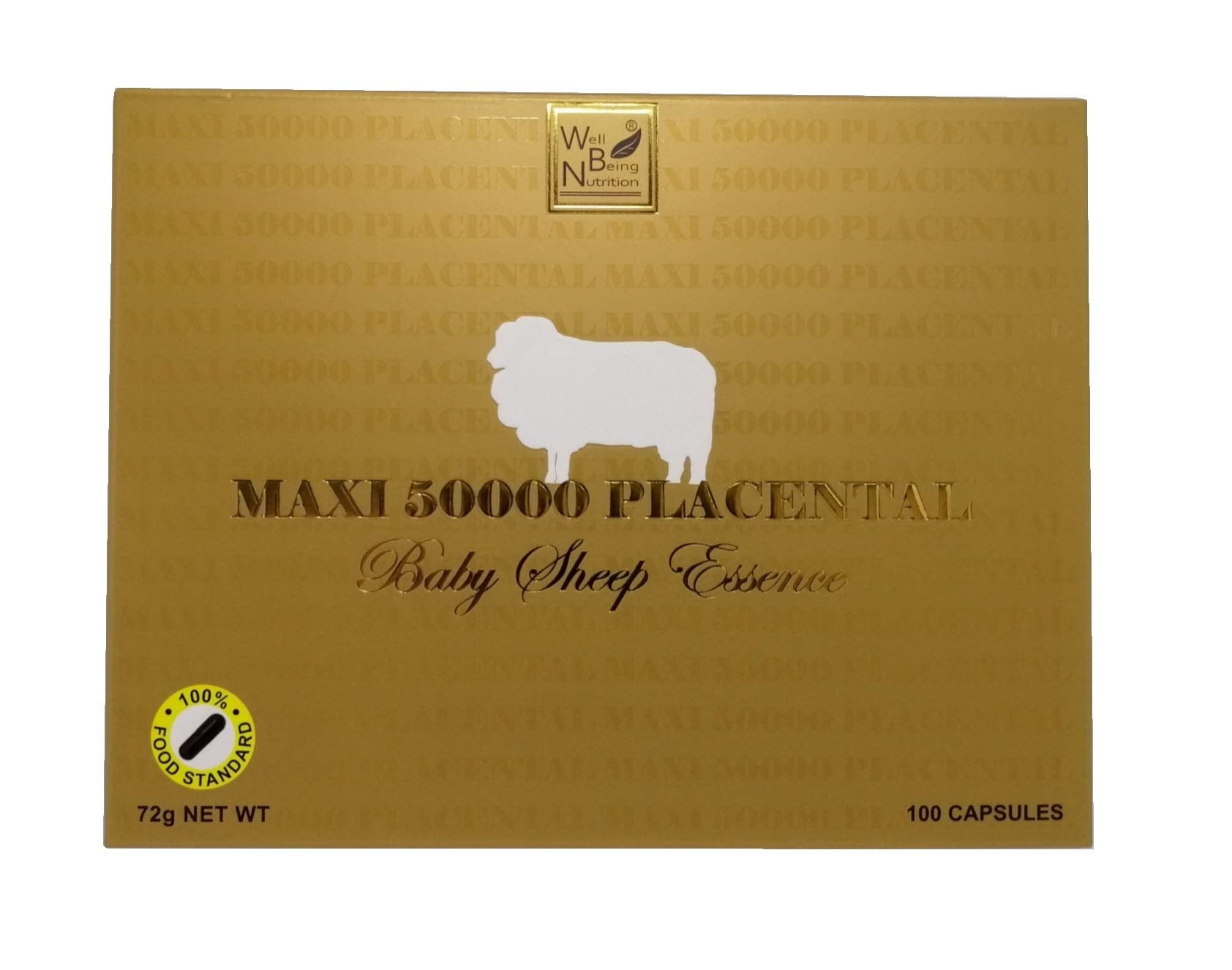 Wealthy Health placenta bottle with 100 capsules for a three-month supply