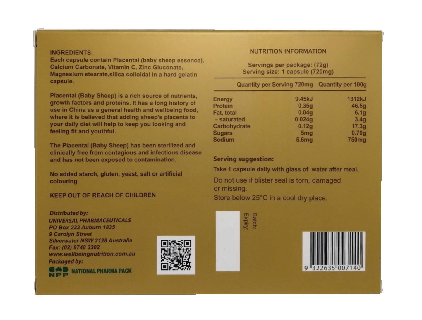 Wealthy Health placental extract close-up emphasizing rich formula