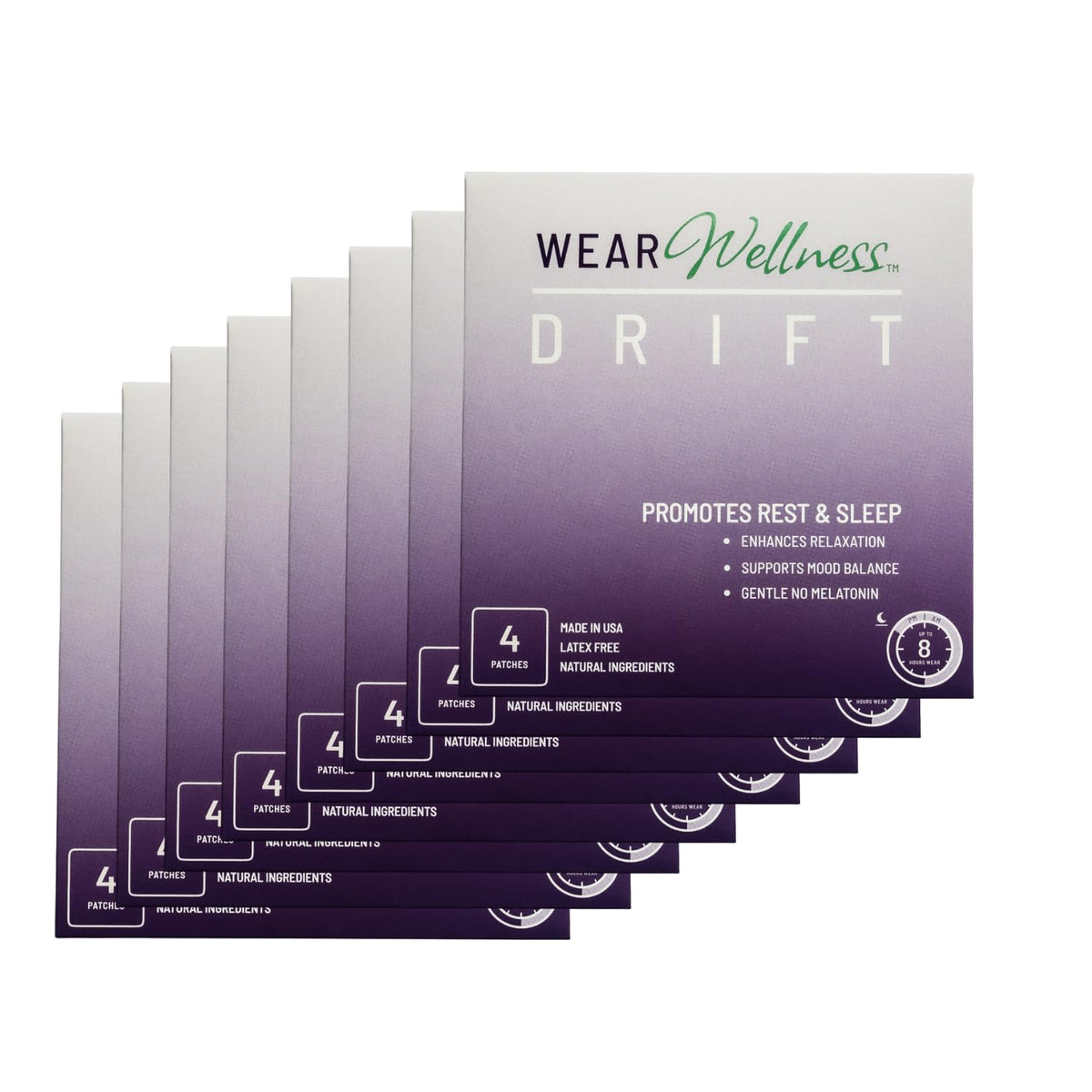 Wear Wellness Drift Patch packaging shows a 32-pack.