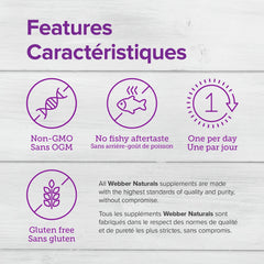 Webber Naturals enteric-coated softgels indicating digestion-friendly design.