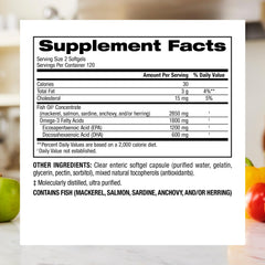 Webber Naturals omega-3 bottle label highlights 1800 mg EPA and DHA per serving.