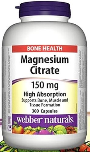 Webber Naturals Magnesium Citrates high absorption capsules for daily magnesium support.
