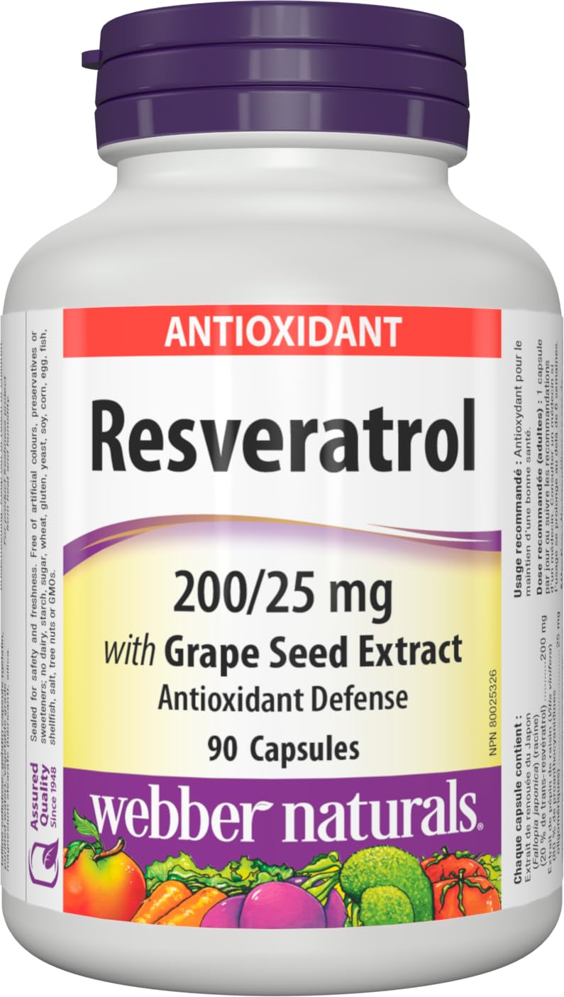 Webber Naturals Resveratrol bottle 90 capsules supports daily antioxidant-friendly wellness