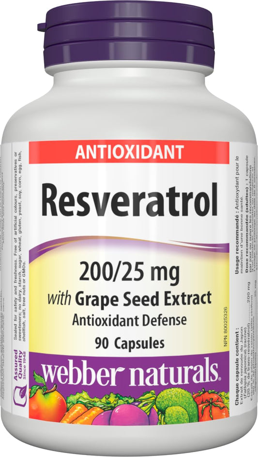 Webber Naturals Resveratrol bottle 90 capsules supports daily antioxidant-friendly wellness