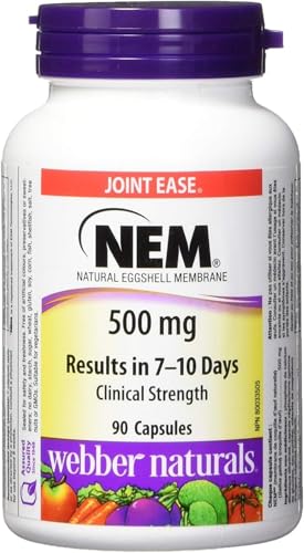 Webber Naturals Super NEM capsules close-up highlights convenient daily dose for joint support.