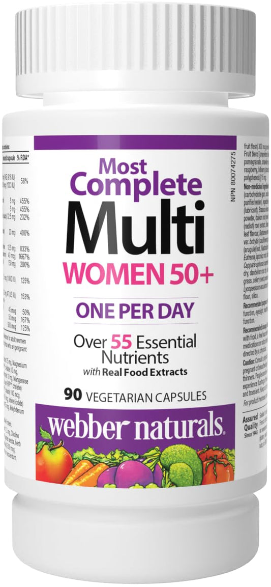 Webber Naturals Women's 50+ Multi bottle front view showing daily nutrient support