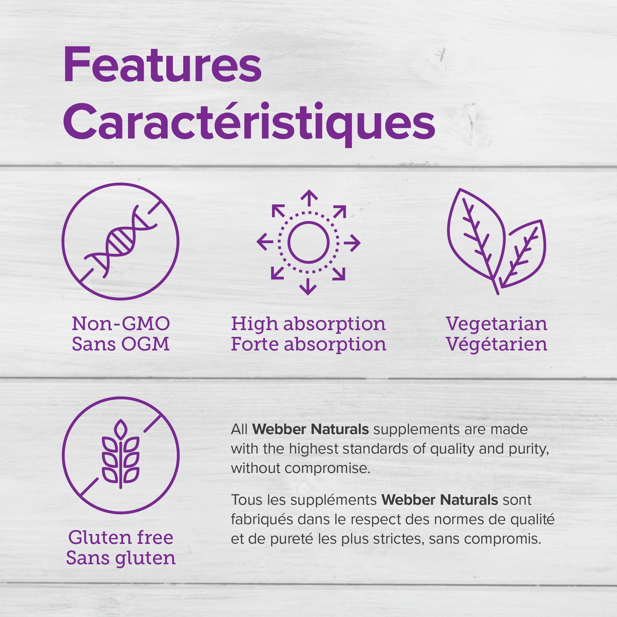 Webber Naturals Women's 50+ Multi iron-free label noting iron-free formulation for midlife needs