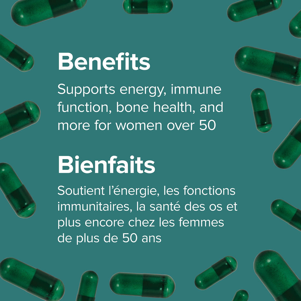 Webber Naturals Women's 50+ Multi whole-food blend closeup indicating antioxidant-rich ingredients
