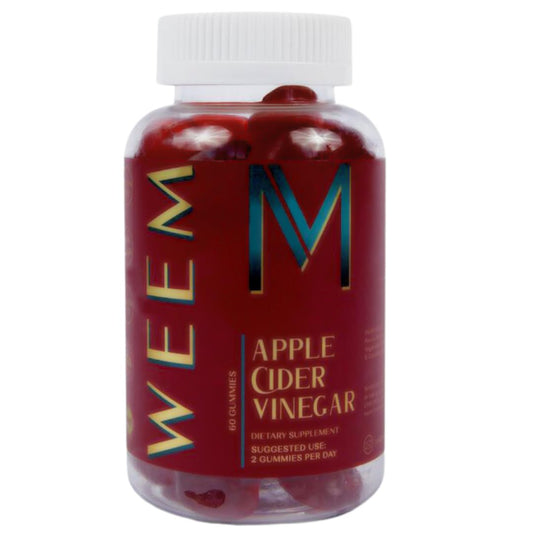 WEEM Apple Cider Vinegar Gummies bottle—vegan detox support for daily digestion.