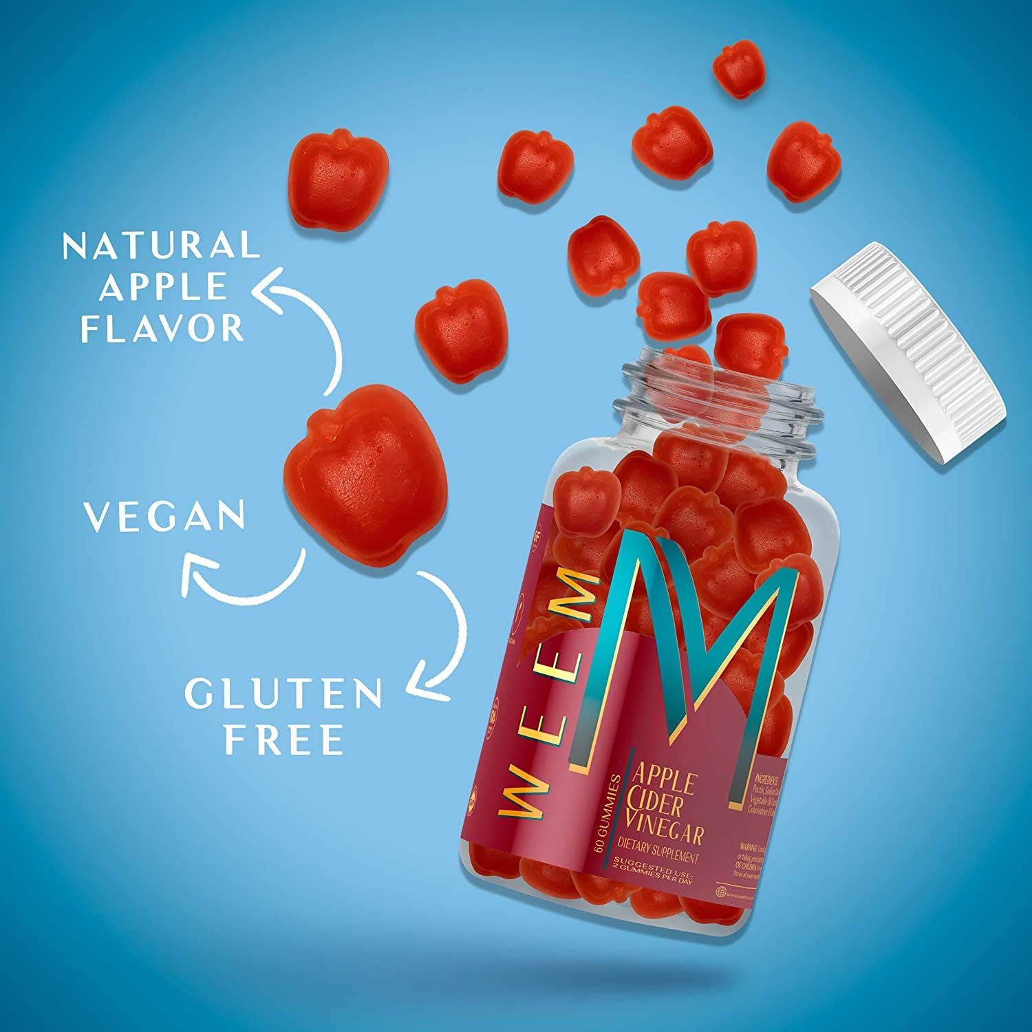 WEEM bottle label emphasizes B12 and folic acid for energy support.