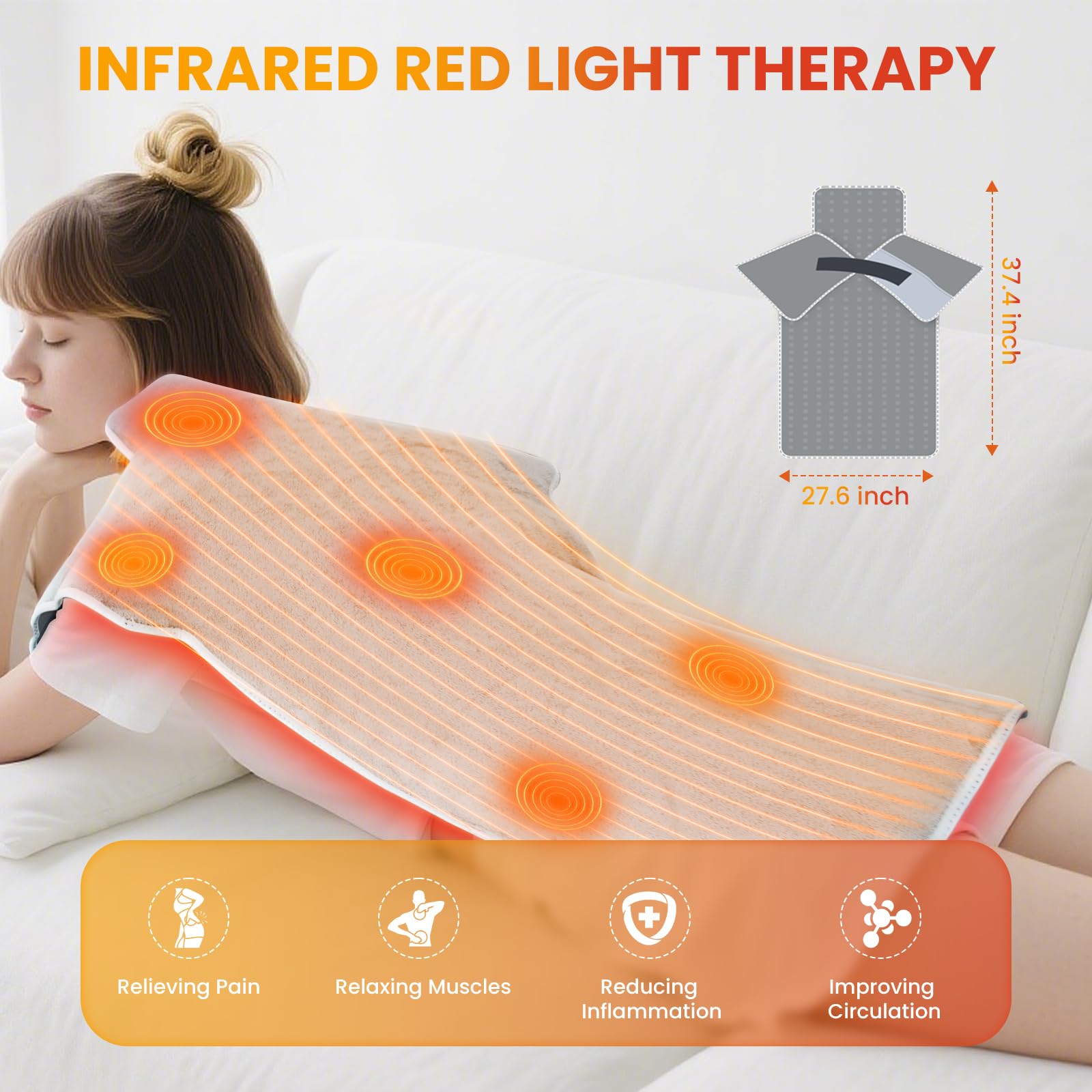 WEETALL red light therapy pad applied to back for muscle comfort
