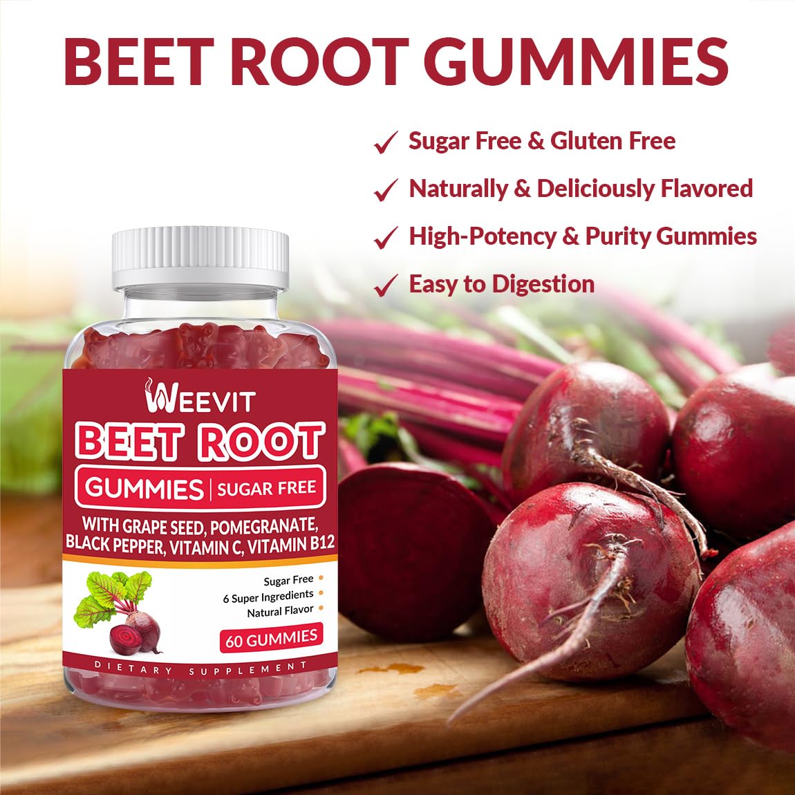 A single WEEVIT gummy showing soft chewable texture and flavor.