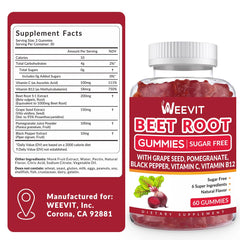 WEEVIT Beet Root Gummies jar full on wood surface for daily use.