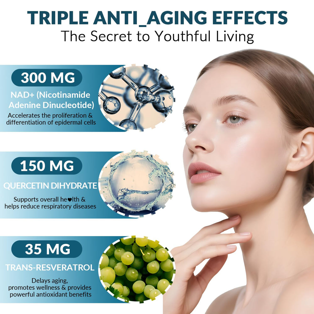 Weevit NAD+ ingredients pack with CoQ10 and resveratrol promoting cellular energy.
