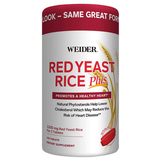 Weider Red Yeast Rice Plus bottle and packaging for ongoing heart health goals