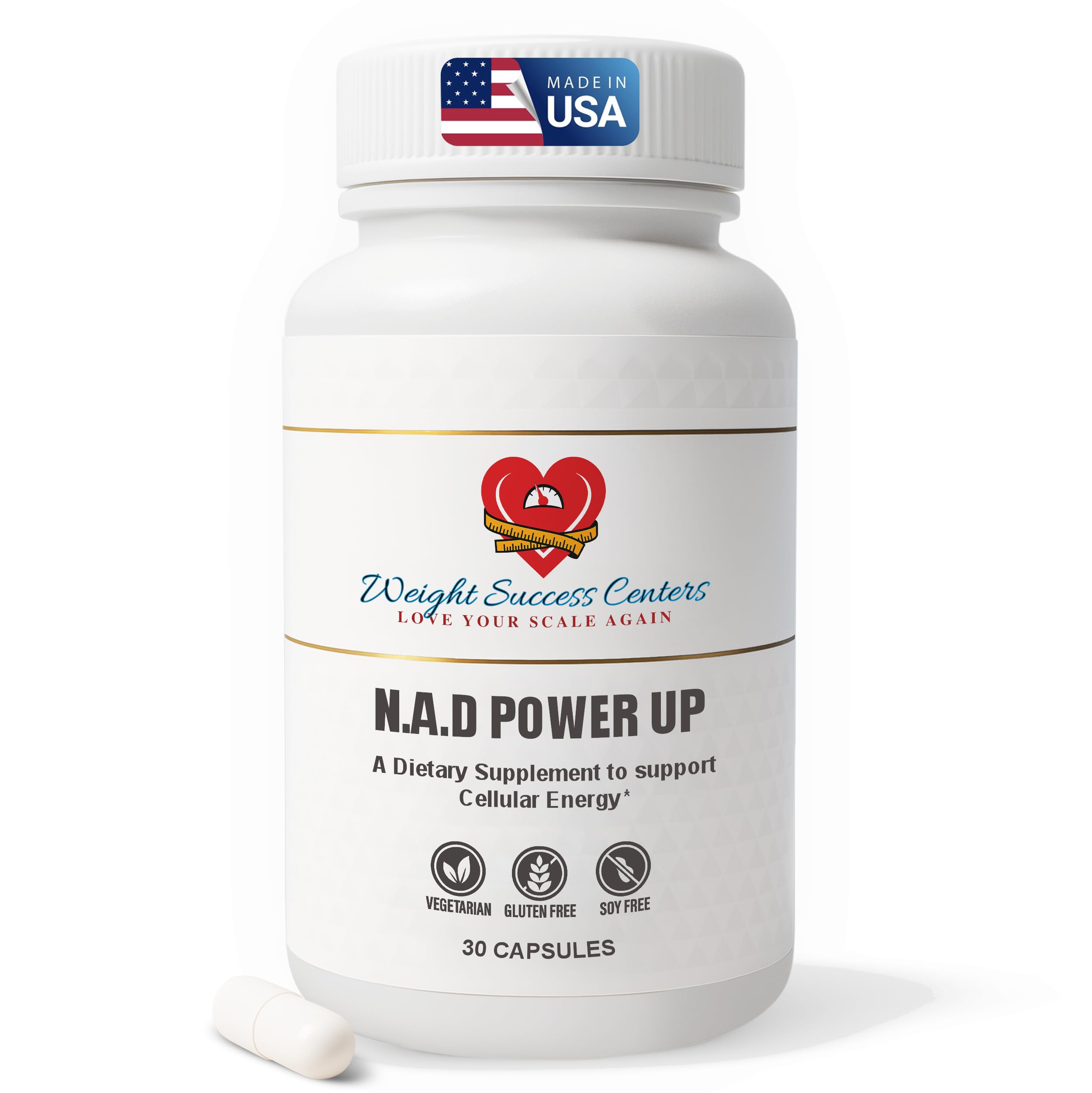 Weight Success Centers NAD+ Power Up bottle front showing liposomal formulation for cellular energy support